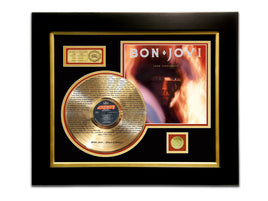 LIMITED EDITION ETCHED GOLD LP 'BON JOVI - 7800 FAHRENHEIT' CUSTOM FRAME