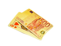 GOLD PLAYING CARDS SINGLE DECK 500 € EURO BILL POKER / BLACKJACK 'HIGH ROLLER-24K FOIL PURE GOLD'