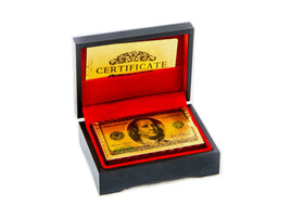 GOLD PLAYING CARDS SINGLE DECK US $100 BILL' POKER / BLACKJACK- 'HIGH ROLLER-24K FOIL PURE GOLD