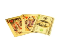 GOLD PLAYING CARDS SINGLE DECK US $100 BILL' POKER / BLACKJACK- 'HIGH ROLLER-24K FOIL PURE GOLD
