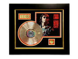 LIMITED EDITION ETCHED GOLD LP 'JOHN LENNON - LIVE IN NEW YORK' CUSTOM FRAME