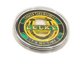 24K GOLD PLATED 'IT'S MY TIME LUCKY - POKER CHIP CARD GUARD'